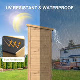 Gizoon Outdoor Storage Cabinet with Waterproof Roof, Double Lockable Doors Garden Shed with 2 Removable Shelves, Wooden Storage Shed with Large Storage Space for Patio, Garden, Backyard, Lawn Gizoon