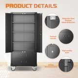 Aobabo Garage Storage Cabinet with 2 Drawers, Lockable Garage Storage Cabinet with Wheels for Garage Home Storage,Black,Required Assembly Aobabo