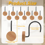 Shower Curtain Hooks, Wood Decorative Shower Curtain Rings, Modern Round Log Shower Curtain Hangers, 12PCS Shower Hooks for Shower Curtain Rod, Bedroom, Living Room (Black) JTDTH
