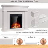 44" Electric Fireplace with Mantel Package Freestanding Fireplace Heater Corner Firebox with Log & Remote Control,750-1500W,Pearl White Xbeauty