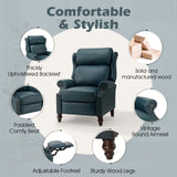 HULALA HOME Genuine Leather Recliner Chair, Traditional Manual Pushback Comfy Seating for Living Room, Thick Cushion & Solid Wood Legs, Wingback Recliner with Nailhead Trim, Turquoise HULALA HOME