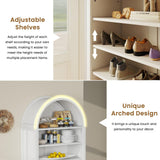 GOODONE 71" Tall Arched Bookcase - Arched Bookshelf with 2 Drawers & Adjustable Shelves, Tall Arched Storage Cabinet for Living Room, Kitchen，Home Office（White） GOODONE