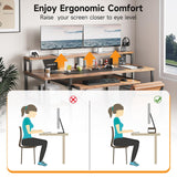 VERMESS 48Inch Computer Desk, Home Office Desks with Keyboard Tray, Gaming Desk with CPU Stand Shelf,Industrial Study Table Wide Writing Desk with Storage Shelves for 2 Monitors, Rustic Brown VERMESS