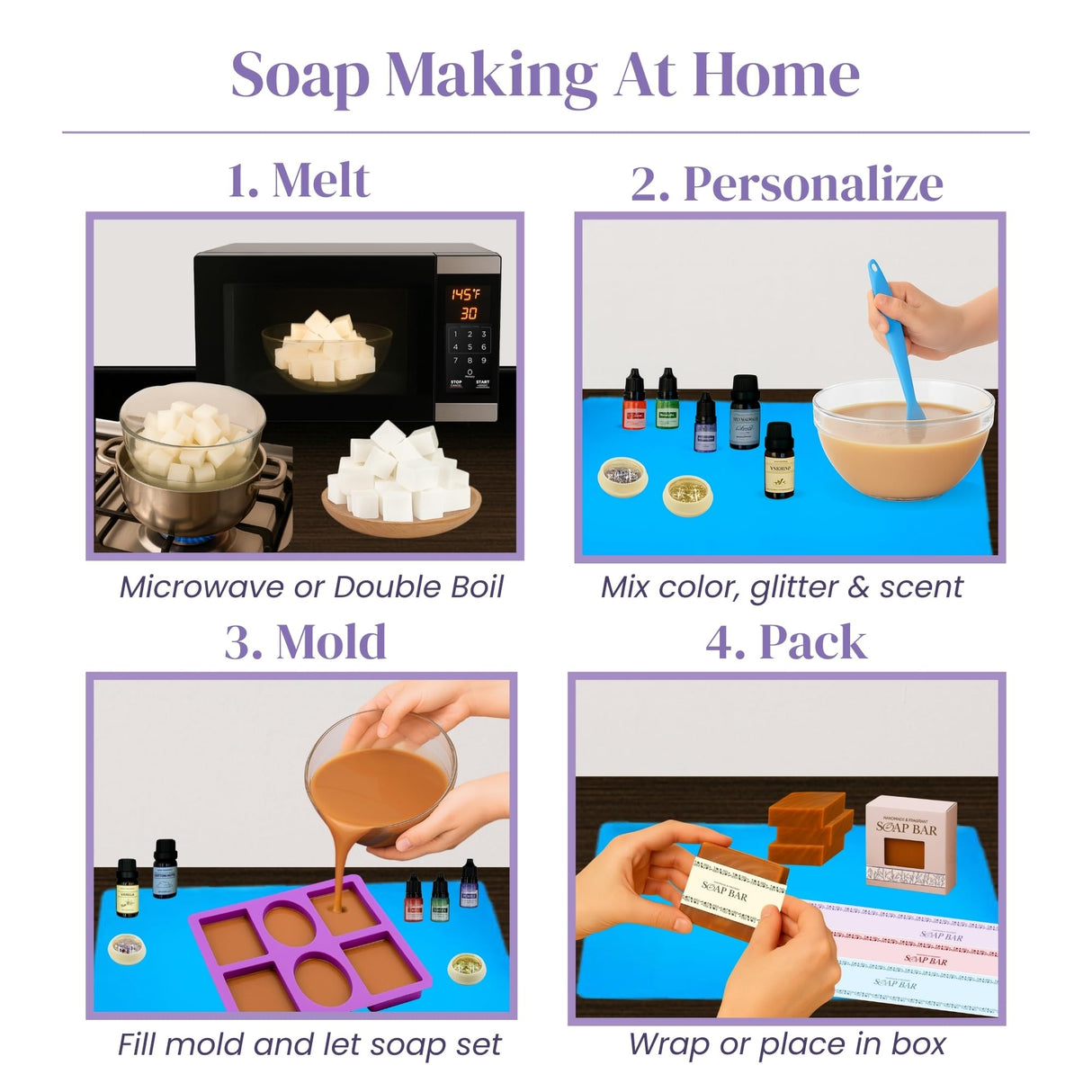 Soap Making Kit for Beginners | 3LBS Melt & Pour Soap Base - Shea Butter & Clear Glycerin, Silicone Soap Molds, Scent Fragrances, Colors, Soap Making Tools & Supplies, Adults DIY Soap Kit (Standard) BeadHub