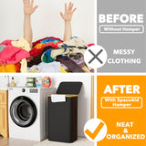 SpaceAid Laundry Hamper with Lid, 110L Large Tall Clothes Basket Bin with Bamboo Handles, Collapsible Laundry Hamper for Bedroom, Bathroom, Dorm, Laundry Room - Black SpaceAid