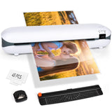 Laminator 9 Inch A4 Laminator Machine, Desktop Thermal Laminator Never Jam 45 Laminating Pouches with Paper Trimmer, Fast Warm-Up Home Office School Use, White Zyerch