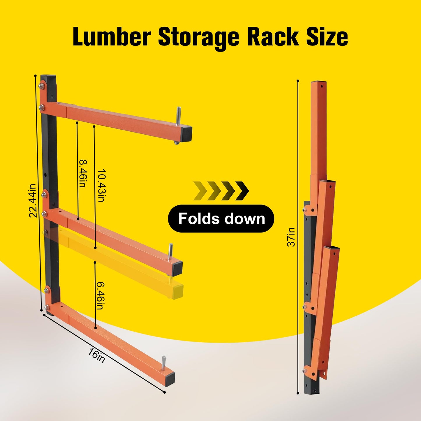 Dtructiew Lumber Storage Rack Wall Mount,Wood Storage Rack with Longer & Adjustable Arms,4 Packs 720 LB Wood Organizer Heavy Duty Garage Lumber Utility Racks with Additional 2 Short Bars - WoodArtSupply