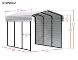 Arrow Carports Galvanized Steel Carport, with 1-Sided Enclosure, Compact Car Metal Carport Kit, 10' x 15' x 9', Charcoal Arrow Shed