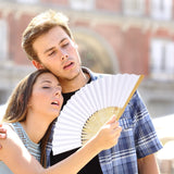 HPLYEL 12PCS White Paper Fans,Held Bamboo Folding Fan Blank Decoration Folded DIY Painting Fan Wedding Party Favors Home Gift HPLYEL