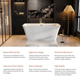 Empava 59 Inch Freestanding Bathtub - Mordern Stand Alone Soaking Tubs with Integrated Drain & Overflow System, White Empava