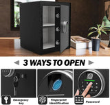 <2.3 Cu.Ft> Biometric Safe with Fingerprint Lock and Code,Strong Steel Digital Safe box with Removable Shelf for Document, Valuables and Guns in Home, Office or Hotel, 13.79"D x 13.79"W x 15.75"H GOLDENKEY