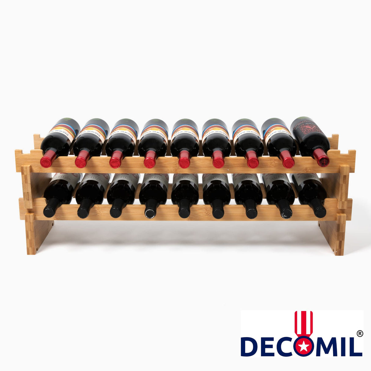 DECOMIL - 18 Bottle Wine Rack | Wine Rack Stand | Modular and Stackable | Wine Bottle Organizer for Countertop (9 Bottle) DECOMIL
