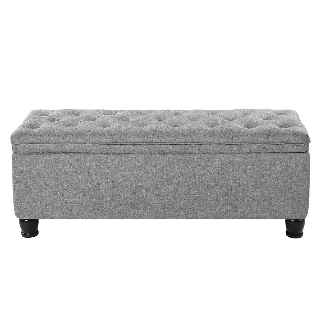 SONGMICS Storage Ottoman, Storage Bench, Tufted Entryway Bedroom Bench, 17.7 x 46.5 x 17.7 Inches, Hinges Easy Lid Operation, Wooden Legs, Linen-Look Cover, Loads 330 lb, Light Gray ULOM070G02 SONGMICS