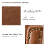 HULALA HOME Swivel Rocker Recliner Chair, Small Leather Recliners for Small Spaces, Glider Rocker Recliner with Faux Leather Upholstery, Push Back Reclining Chair for Living Room, Saddle HULALA HOME