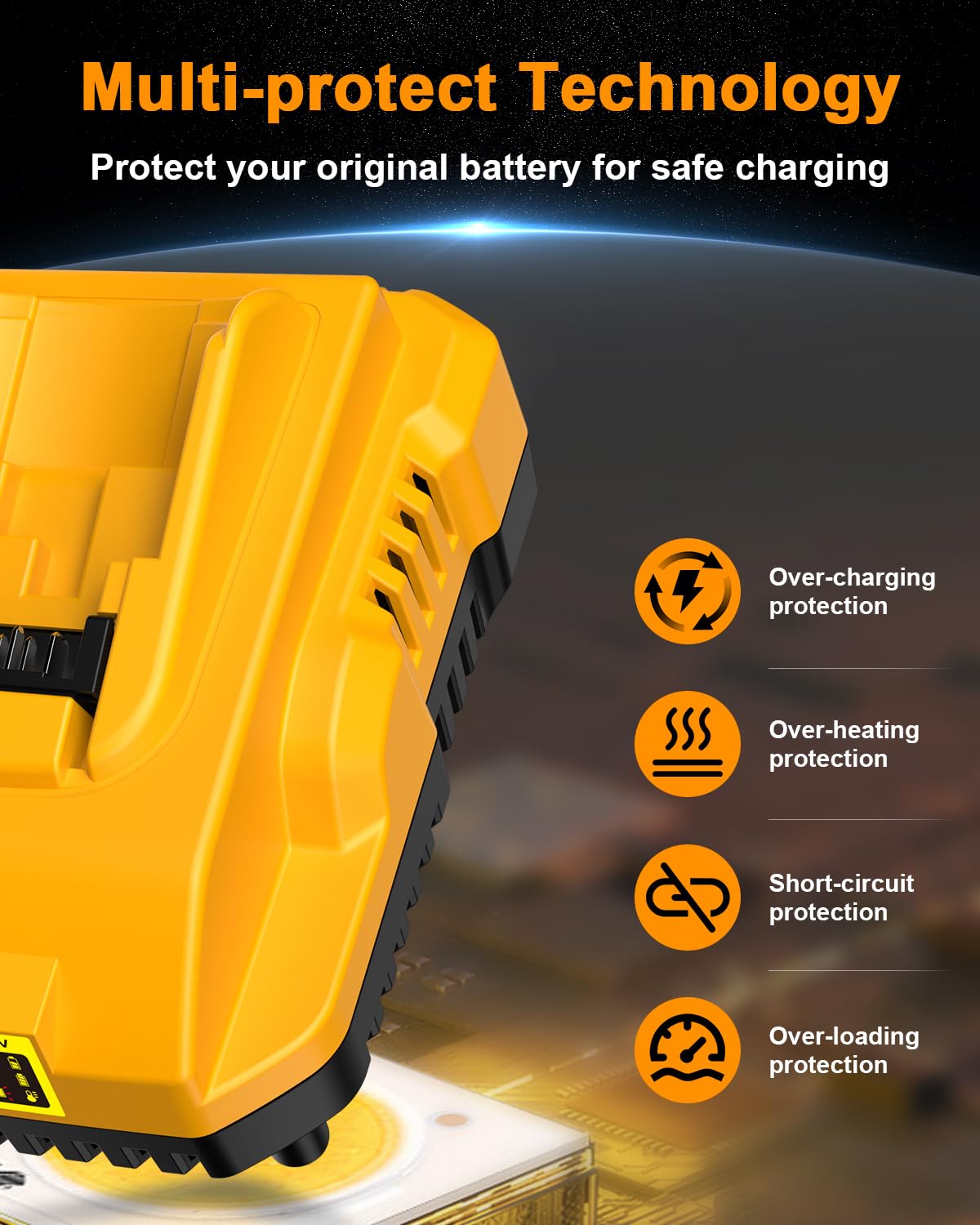 DCB112 Charger Replacement for Dewalt Battery Charger Compatible with Dewalt 12V 20V Max Lithium Battery DCB201 DCB204 DCB205 DCB206 DCB120 DCB127 DCB112 DCB115 DCB118 DCB107 DCB105 DCB102(Ye - WoodArtSupply