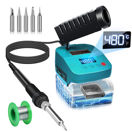 Cordless Soldering iron for Makita 18V Battery Fast Heating,Electric Digital LCD Soldering Station With USB and Type C Charge Ports,Portable Adjustable Solder iron kit for DIY,jewelry,Appliance Repair Edtran