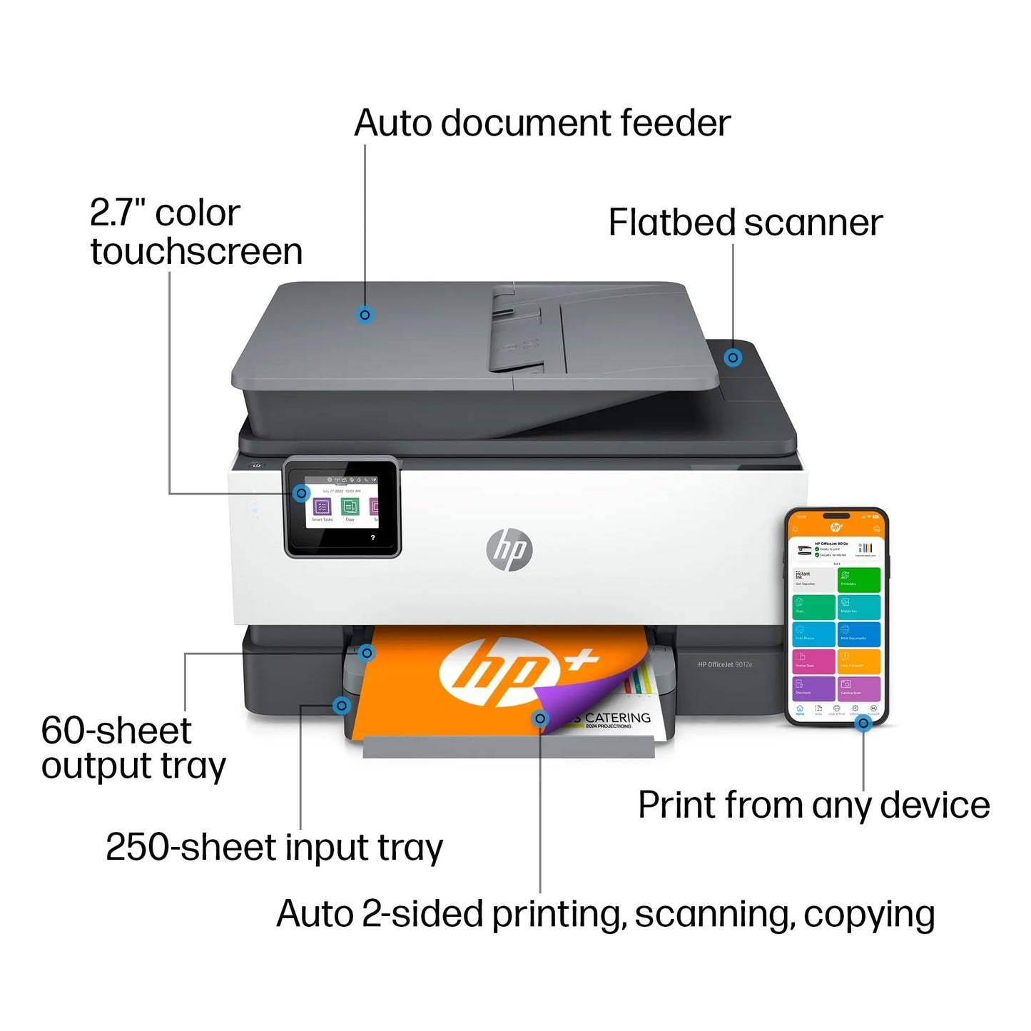 HP OfficeJet 9012e All-in-One Color Inkjet Wireless Printer Scanner Copier Fax with 6-month Instant Ink Mobile Computer Printers for Home Use Office Two-Sided Wifi Printing 1G5L4A (Renewed Premium)