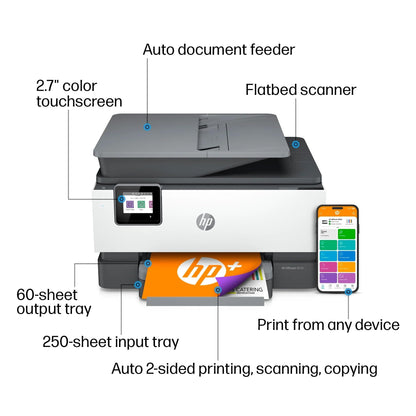 HP OfficeJet 9012e All-in-One Color Inkjet Wireless Printer Scanner Copier Fax with 6-month Instant Ink Mobile Computer Printers for Home Use Office Two-Sided Wifi Printing 1G5L4A (Renewed Premium)