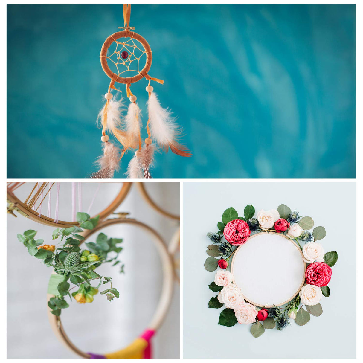 Sherbo 3 Pieces Beech Wood Embroidery Hoops Set by 4 Inch to 6 Inch Circle Hoop Ring Cross Stitch Cotton for DIY Embroidery Floss Starter of Sewing Art Kits Crafts S SHERBO