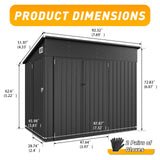 Breezestival 8'x4' Shed Galvanized Steel Storage Sheds with Triple Doors Utility Sheds for Vertical Storage, Dual Lock Lean to Shed with Sloped Roof for Mower, Bike, Garden Tools (Black) Breezestival