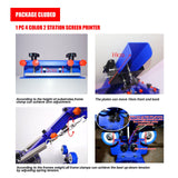 Tianiuseen 4 Color 2 Station Screen Printing Kit Desktop Screen Printer Silk Printing Press Equipment Material 18 * 20 inch Flash Dryer UV Exposure Unit for T-Shirt DIY Tianiuseen