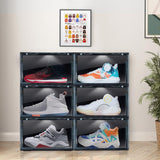 STAHMFOVER 2-Pack LED Sneakers Boxes-Voice Control,Stackable Clear Shoe Display Cases (BLACK) STAHMFOVER