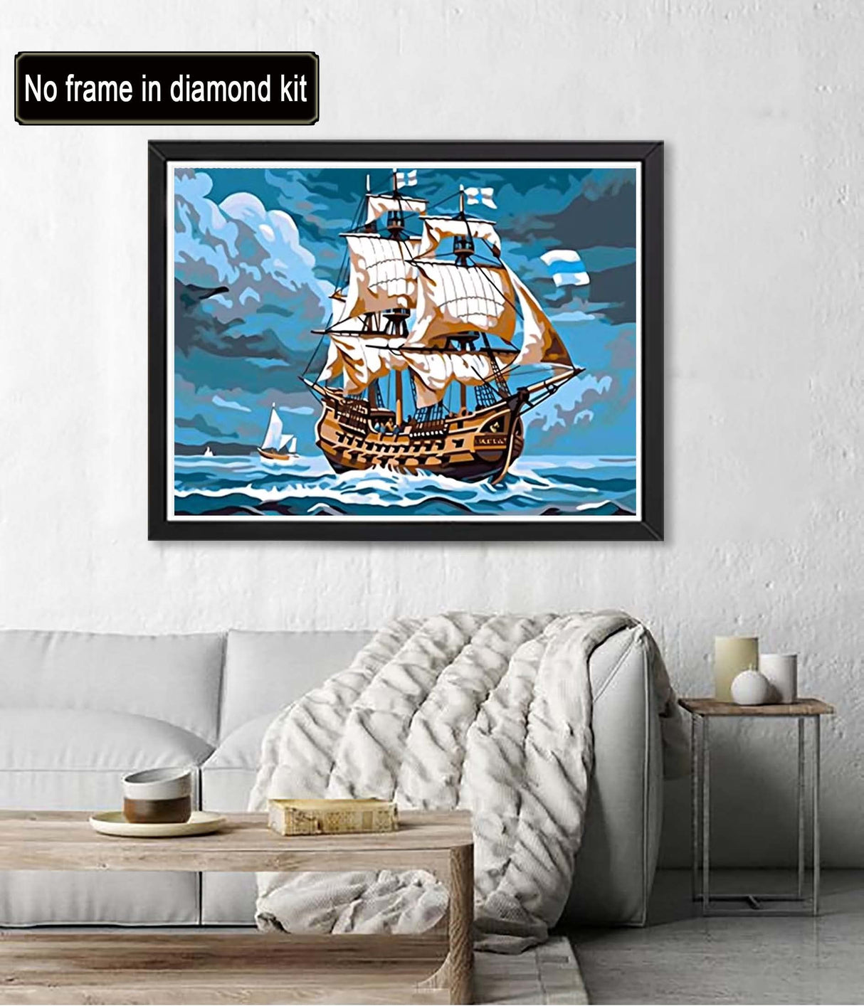 Paint by Numbers for Kids & Adults Landscape, DIY Oil Painting Sailing Ship Fishing Boat Ocean Pirate Sail Sea Acrylic Paint by Number Kits for Kids & Adults Beginner for Home Wall Decor 16x20 inch Diymood