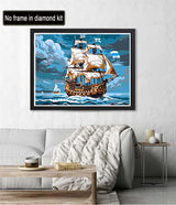 Paint by Numbers for Kids & Adults Landscape, DIY Oil Painting Sailing Ship Fishing Boat Ocean Pirate Sail Sea Acrylic Paint by Number Kits for Kids & Adults Beginner for Home Wall Decor 16x20 inch Diymood