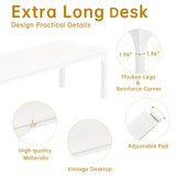 6.56 FT Conference Table, Super Sturdy Large Rectangle Meeting Seminar Table for 6-8 Person, Long Business Tables, 1 Pc White Trggivs