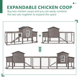Magazoopet 79" L Chicken Coop with Run, Mobile Chicken Hen House with Wheels, Nesting Boxes, Indoor Outdoor Rabbit Hutch, Poultry Cage for Chickens Ducks Bunny with Removable Tray, Ramp (Grey) Magazoopet