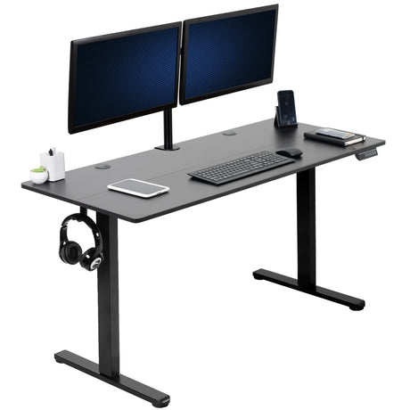 VIVO Electric 55 x 24 inch Stand Up Desk, Complete Height Adjustable Standing Home & Office Workstation with Memory Controller, Black Top, Black Frame, DESK-E155TB VIVO