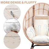 CHINNLUU Outdoor Egg Chair Wicker Oversized Egg Basket Chair with Stand Lounger Chairs with Cushion 500lbs Capacity for Patio Garden Backyard Balcony CHINNLUU