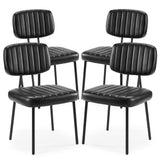 Sweetcrispy Dining Chairs Set of 4, Upholstered Mid Century Modern Kitchen Dining Room Accent Chairs with Faux Leather Cushion Seat & Metal Legs for Kitchen, Living Room - Black Sweetcrispy