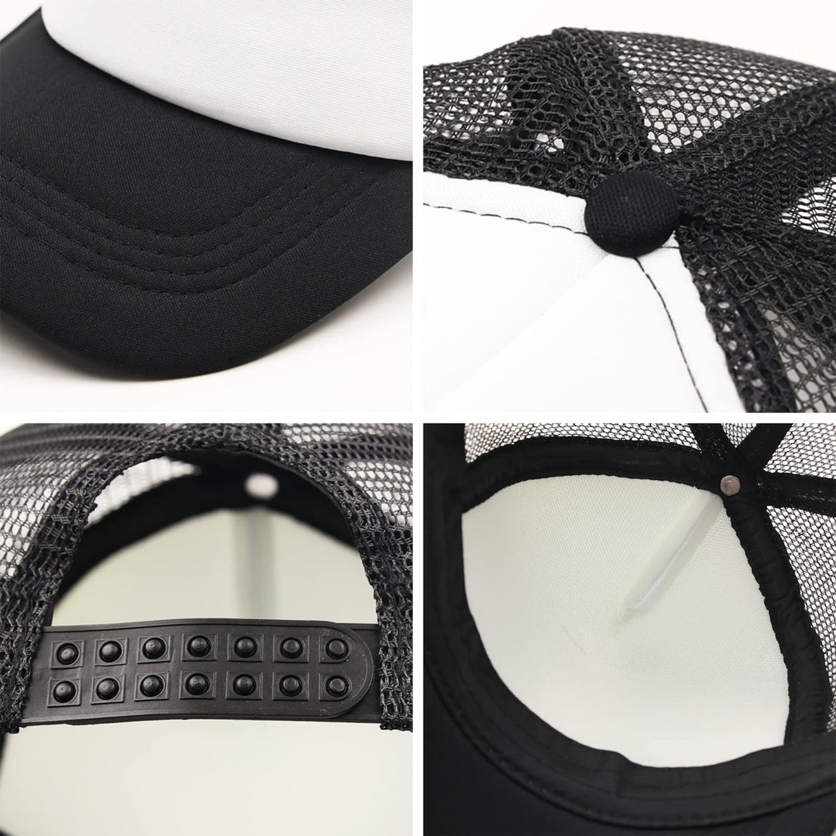 OKBA Sublimation Blank Baseball Cap Polyester Mesh Black Trucker Hat Adult (Black and White hat *10PCS) OKBA