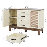 Tribesigns 4 Drawer Dresser, 47.2-Inch Farmhouse Chest of Drawer with 4-Tier Storage Shelves, Wood Dresser Organizer Cabinet for Bedroom Living Room Tribesigns