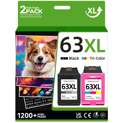 Neiber 63XL Printer Ink Compatible for HP 63XL Ink Cartridges Combo Pack Black and Color Compatible for HP Ink 63 Fit for Officejet 3830 4650 5255 5258 Envy 4520 3634 Deskjet 1112 2132 3630 Printer