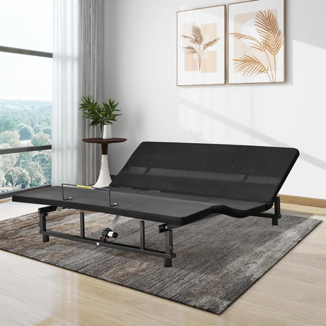 KEIKI King Adjustable Bed Frame with Remote, Head & Foot Incline, Zero Gravity, 4 USB Ports & Under-Bed Nightlight, Quiet Motor Base, Black KEIKI