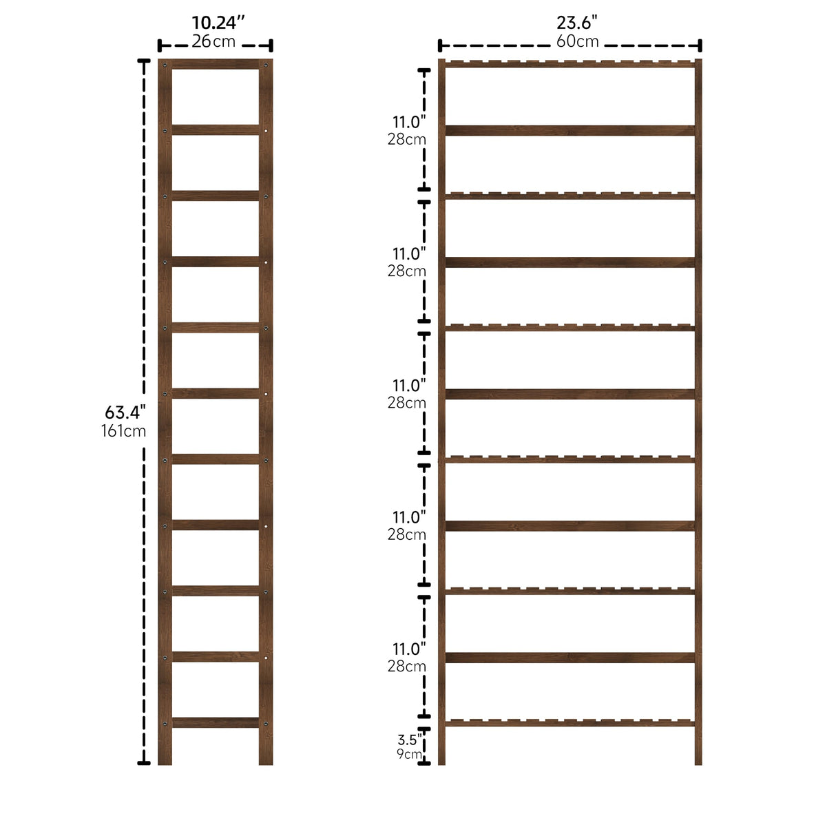 HITNET Bookcase, Bamboo Bookshelf, 6-Tier Adjustable Tall Open Book Shelf, Free Standing Storage Shelves Organizer, Flower Plant Display Stand, Walnut HITNET
