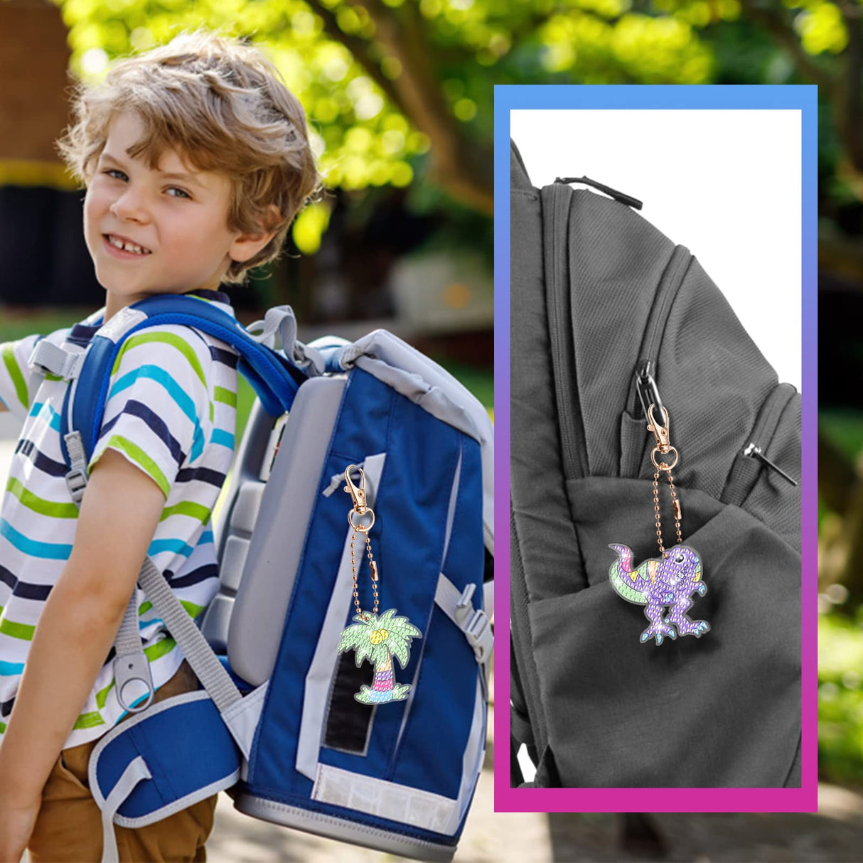 MATHARAGO Diamond Painting Kits - 5D Big Gems - Dinosaur Diamond Painting Keychains - Arts and Crafts for Kids Ages 6-8-12 - Diamond Art Keychains Stickers for Girls Gifts Party Ideas MATHARAGO