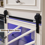 OKD 75” Fireplace TV Stand for 85 Inch TV, Farmhouse Highboy Entertainment Center with 36” Electric Fireplace, Modern Media Console Table with Drawers Storage&Cabinets for Living Room, Antique White OKD