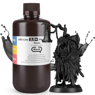 ELEGOO ABS-Like Resin 3.0 Plus, 3D Printer Resin with Low Viscosity and High Precision, 405nm Rapid UV-Curing Photopolymer Resin, 3D Resin for LCD/DLP 3D Printing, Black 1000G