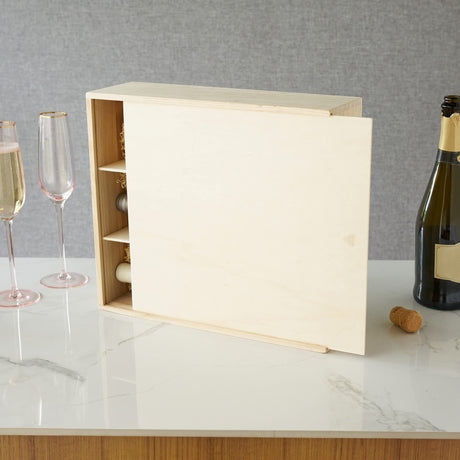 Twine Paulownia Wood Wine Large Gift Box, Festive Wine Wooden Box, Wine Boxes for Gifts, Wood Box, Wine Bottle Gift Box, Wine Storage, Wine Bottle Box, Wine Accessories, Fits 3 Standard Wine Bottles Twine