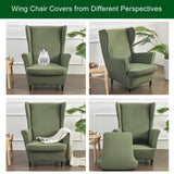 CRFATOP Polyester Wing Chair Covers 2 Piece Stretch Wingback Chair Slipcover Solid Wingback Armchair Covers with Elastic Bottom for Living Room Bedroom Wingback Chair,A32 CRFATOP