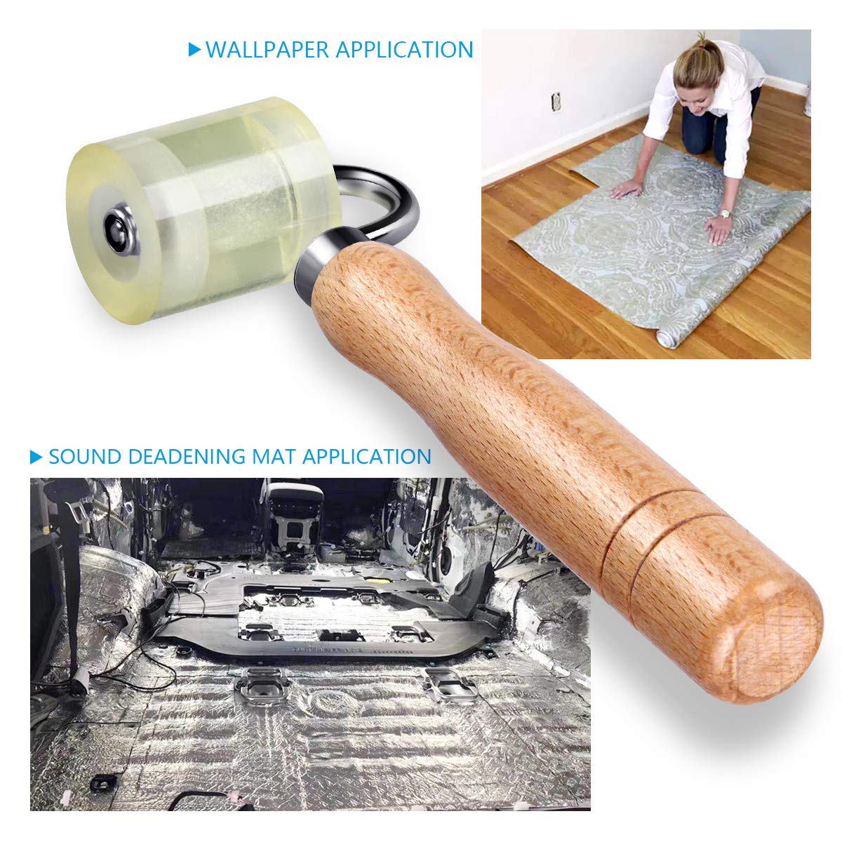 LUMITECO Auto Car Audio Sound Deadening Application Rolling Wheel Roller,Heat Abatement Mat Wallpaper PU Deadener Application Seam Roller LUMITECO