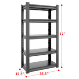 DARTIIA 72" H Garage Shelving 2500LBS Heavy Duty Storage Shelves Adjustable 5 Tier Metal Shelves for Storage Garage Industrial Shelving Utility Racks,16" D*36" W*72" H,Black DARTIIA