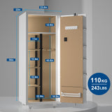 TIGERKING 【𝟐𝟒𝟑 𝐋𝐁𝐒】 2025 𝑯𝒆𝒂𝒗𝒚 𝑫𝒖𝒕𝒚 6-8 Gun Safe, Large Gun Safes for Home Rifle and Pistol, Gun Cabinets for Rifles and Shotguns with 3 Removable Shelf, White TIGERKING