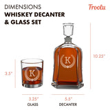 Engraved Liquor Whiskey Decanter Set with Scotch Glasses for Men - 9 Design Options - Personalized Gift Set for Him, Dad - Premium Set Includes Whiskey Stones - Christmas, Valentines - by Froolu Froolu
