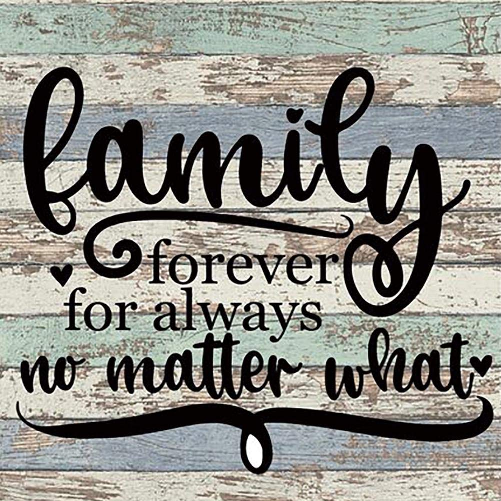 PDSLAIKE Diamond Painting Family Quotes - Family Forever for Always No Matter What Home Sayings DIY Art Craft 11.8x11.8in PDSLAIKE