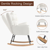 Skandiquip Nursery Rocking Chair, Rocking Chairs for Nursery, Baby Rocker Chair, Glider Rocker, Anti-Tip Safety Design, 440 Lb Weight Capacity, Cotton Fabric Cover, White Skandiquip