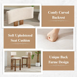 DM Furniture 26" Mid Century Modern Counter Bar Stools for Kitchen Island Farmhouse Wooden Counter Height Barstools Set of 4 with Linen Fabric Curved Back for Patio/Home Bar/Balcony, Beige DM Furniture